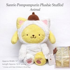 Sanrio Pompompurin Plushie 13” NWT Cat Costume Stuffed Animal Kawaii Collector